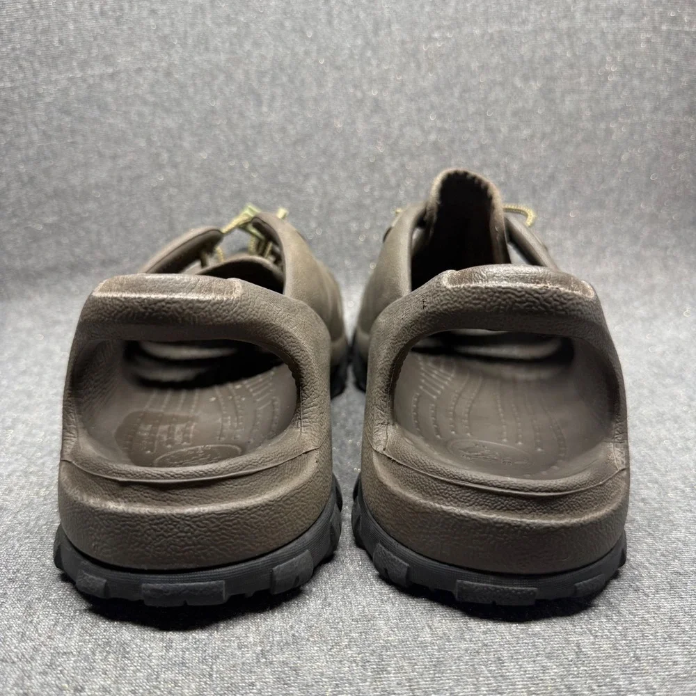 Crocs Mesh Deck Sandals Mens 9 Brown Water Shoes Fisherman Clogs